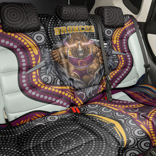Brisbane Broncos Back Car Seat Cover The Scream of Lightning Eyes - Indigenous Dot Ripping Effect