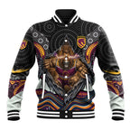 Brisbane Broncos Baseball Jacket The Scream of Lightning Eyes - Indigenous Dot Ripping Effect