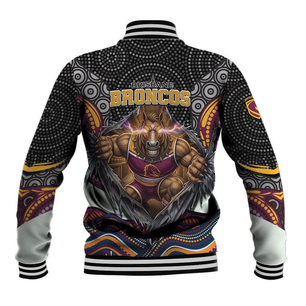 Brisbane Broncos Baseball Jacket The Scream of Lightning Eyes - Indigenous Dot Ripping Effect