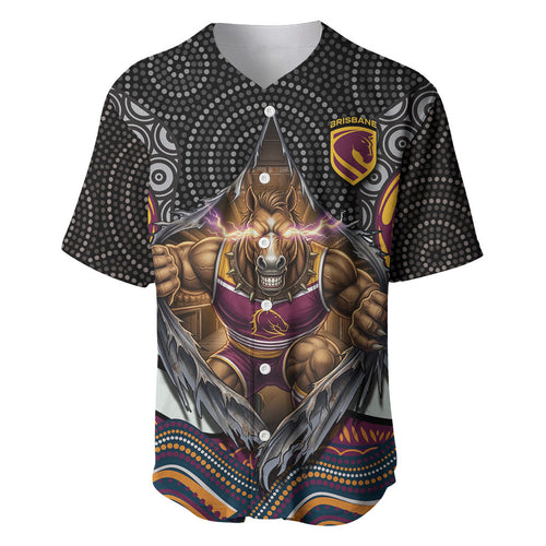 Brisbane Broncos Baseball Jersey The Scream of Lightning Eyes - Indigenous Dot Ripping Effect