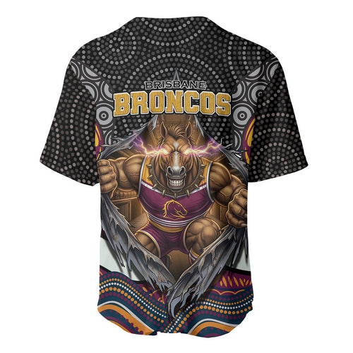 Brisbane Broncos Baseball Jersey The Scream of Lightning Eyes - Indigenous Dot Ripping Effect