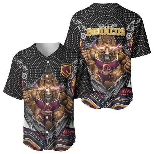 Brisbane Broncos Baseball Jersey The Scream of Lightning Eyes - Indigenous Dot Ripping Effect