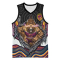 Brisbane Broncos Basketball Jersey The Scream of Lightning Eyes - Indigenous Dot Ripping Effect
