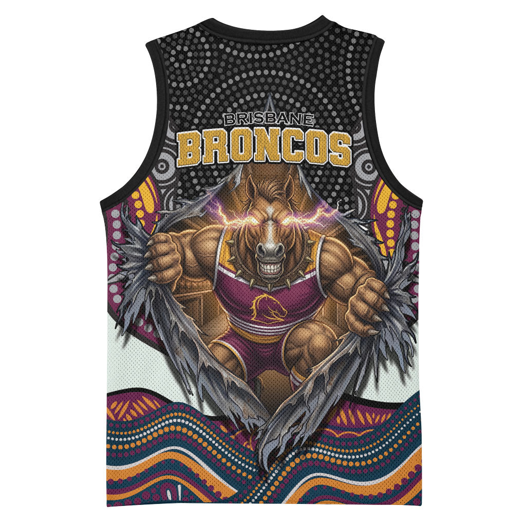 Brisbane Broncos Basketball Jersey The Scream of Lightning Eyes - Indigenous Dot Ripping Effect