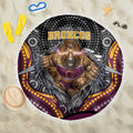 Brisbane Broncos Beach Blanket The Scream of Lightning Eyes - Indigenous Dot Ripping Effect
