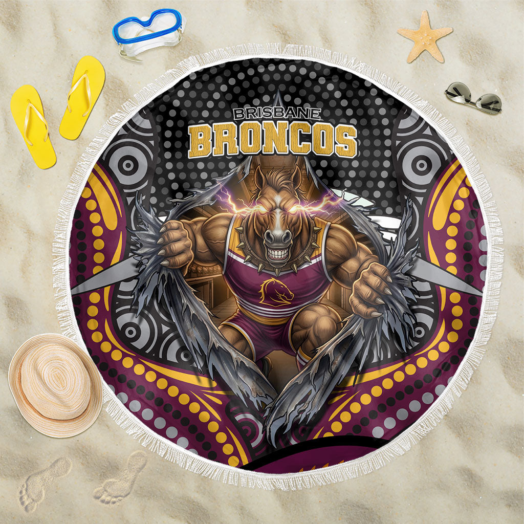 Brisbane Broncos Beach Blanket The Scream of Lightning Eyes - Indigenous Dot Ripping Effect