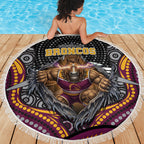 Brisbane Broncos Beach Blanket The Scream of Lightning Eyes - Indigenous Dot Ripping Effect
