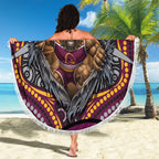 Brisbane Broncos Beach Blanket The Scream of Lightning Eyes - Indigenous Dot Ripping Effect