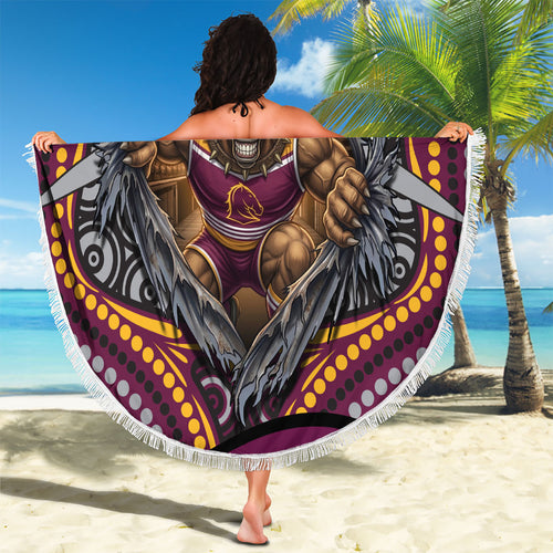 Brisbane Broncos Beach Blanket The Scream of Lightning Eyes - Indigenous Dot Ripping Effect