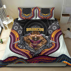 Brisbane Broncos Bedding Set The Scream of Lightning Eyes - Indigenous Dot Ripping Effect