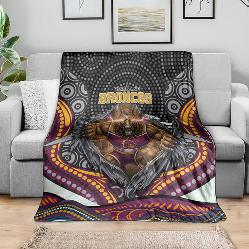 Brisbane Broncos Blanket The Scream of Lightning Eyes - Indigenous Dot Ripping Effect