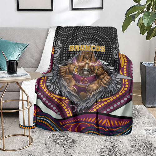 Brisbane Broncos Blanket The Scream of Lightning Eyes - Indigenous Dot Ripping Effect