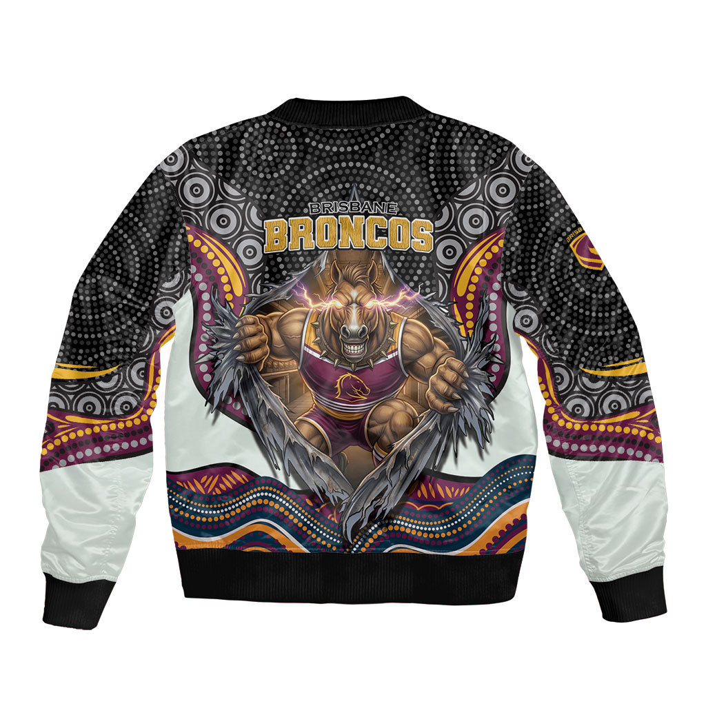 Brisbane Broncos Bomber Jacket The Scream of Lightning Eyes - Indigenous Dot Ripping Effect