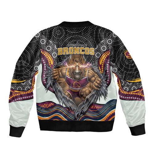 Brisbane Broncos Bomber Jacket The Scream of Lightning Eyes - Indigenous Dot Ripping Effect
