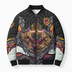 Brisbane Broncos Bomber Puffer Jacket The Scream of Lightning Eyes - Indigenous Dot Ripping Effect