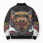 Brisbane Broncos Bomber Puffer Jacket The Scream of Lightning Eyes - Indigenous Dot Ripping Effect