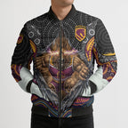Brisbane Broncos Bomber Puffer Jacket The Scream of Lightning Eyes - Indigenous Dot Ripping Effect