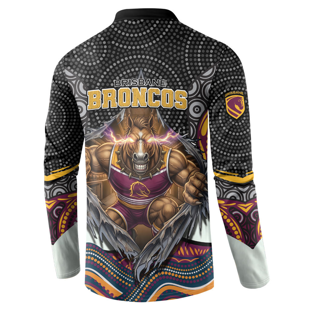 Brisbane Broncos Button Sweatshirt The Scream of Lightning Eyes - Indigenous Dot Ripping Effect
