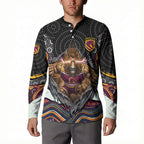 Brisbane Broncos Button Sweatshirt The Scream of Lightning Eyes - Indigenous Dot Ripping Effect