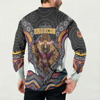 Brisbane Broncos Button Sweatshirt The Scream of Lightning Eyes - Indigenous Dot Ripping Effect