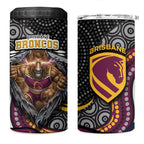 Brisbane Broncos 4 in 1 Can Cooler Tumbler The Scream of Lightning Eyes - Indigenous Dot Ripping Effect