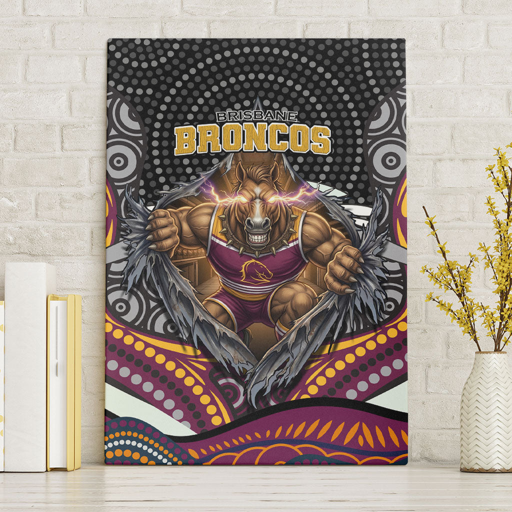Brisbane Broncos Canvas Wall Art The Scream of Lightning Eyes - Indigenous Dot Ripping Effect
