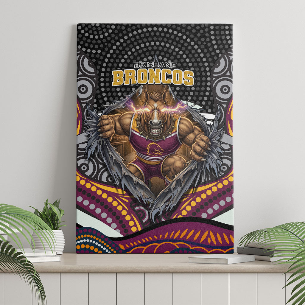 Brisbane Broncos Canvas Wall Art The Scream of Lightning Eyes - Indigenous Dot Ripping Effect