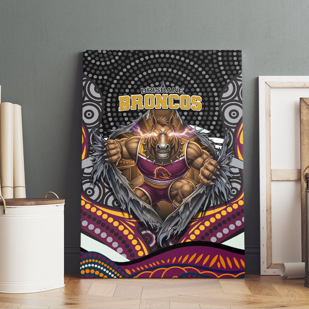 Brisbane Broncos Canvas Wall Art The Scream of Lightning Eyes - Indigenous Dot Ripping Effect