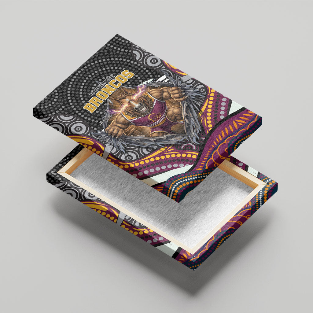 Brisbane Broncos Canvas Wall Art The Scream of Lightning Eyes - Indigenous Dot Ripping Effect