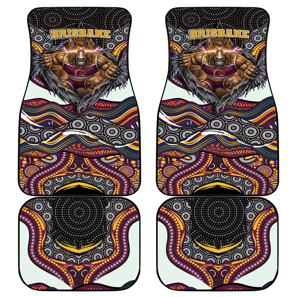 Brisbane Broncos Car Mats The Scream of Lightning Eyes - Indigenous Dot Ripping Effect