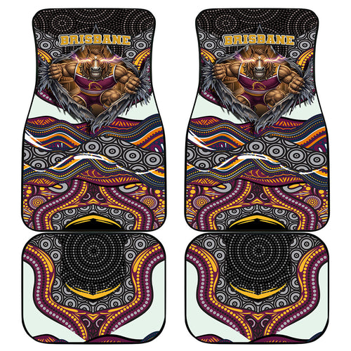 Brisbane Broncos Car Mats The Scream of Lightning Eyes - Indigenous Dot Ripping Effect