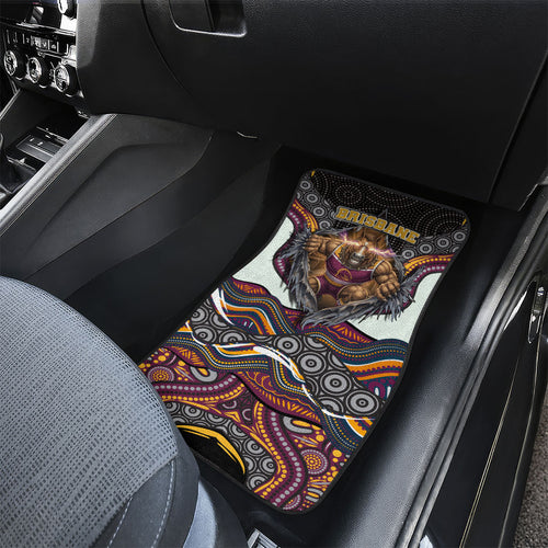 Brisbane Broncos Car Mats The Scream of Lightning Eyes - Indigenous Dot Ripping Effect