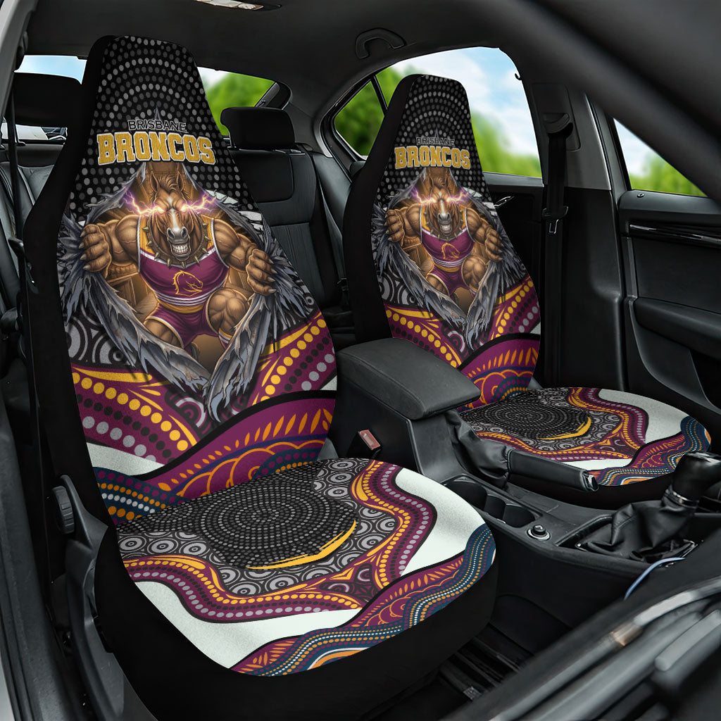 Brisbane Broncos Car Seat Cover The Scream of Lightning Eyes - Indigenous Dot Ripping Effect