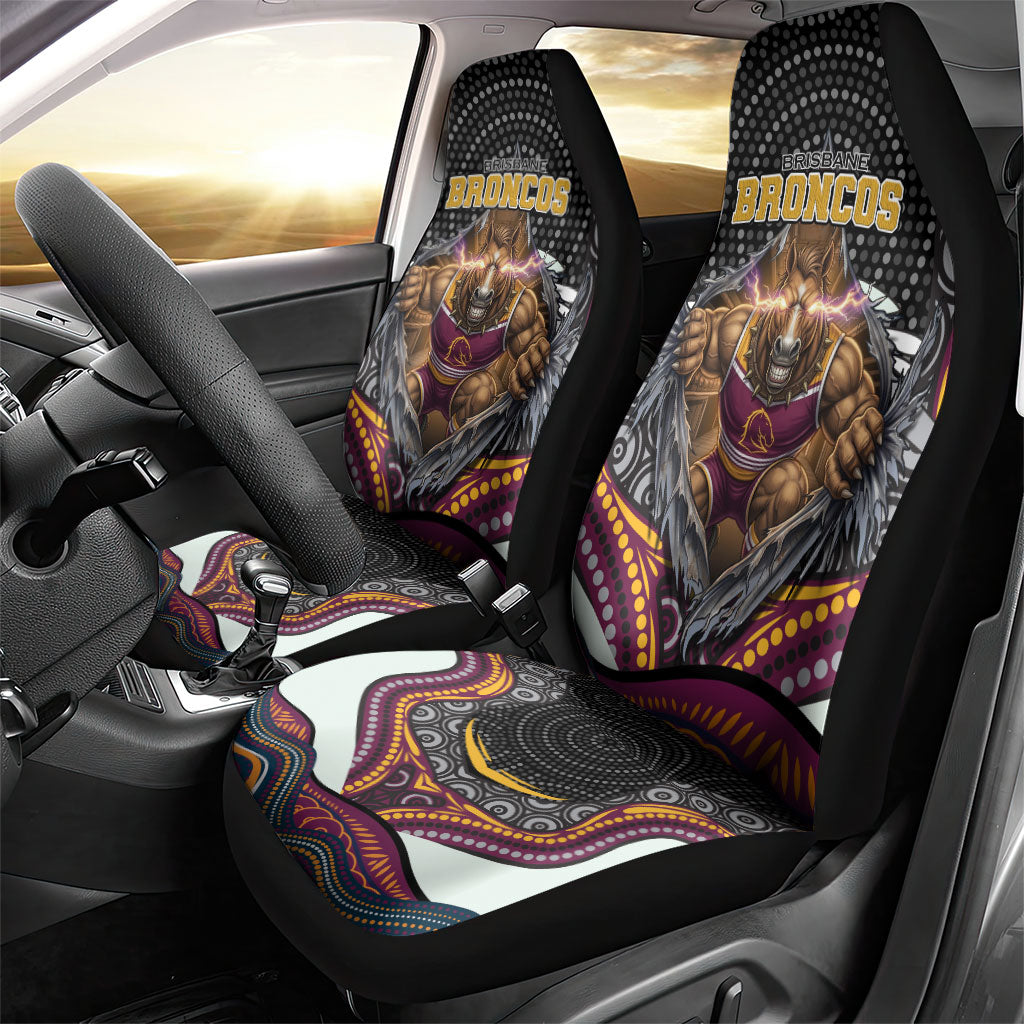 Brisbane Broncos Car Seat Cover The Scream of Lightning Eyes - Indigenous Dot Ripping Effect