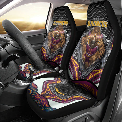 Brisbane Broncos Car Seat Cover The Scream of Lightning Eyes - Indigenous Dot Ripping Effect