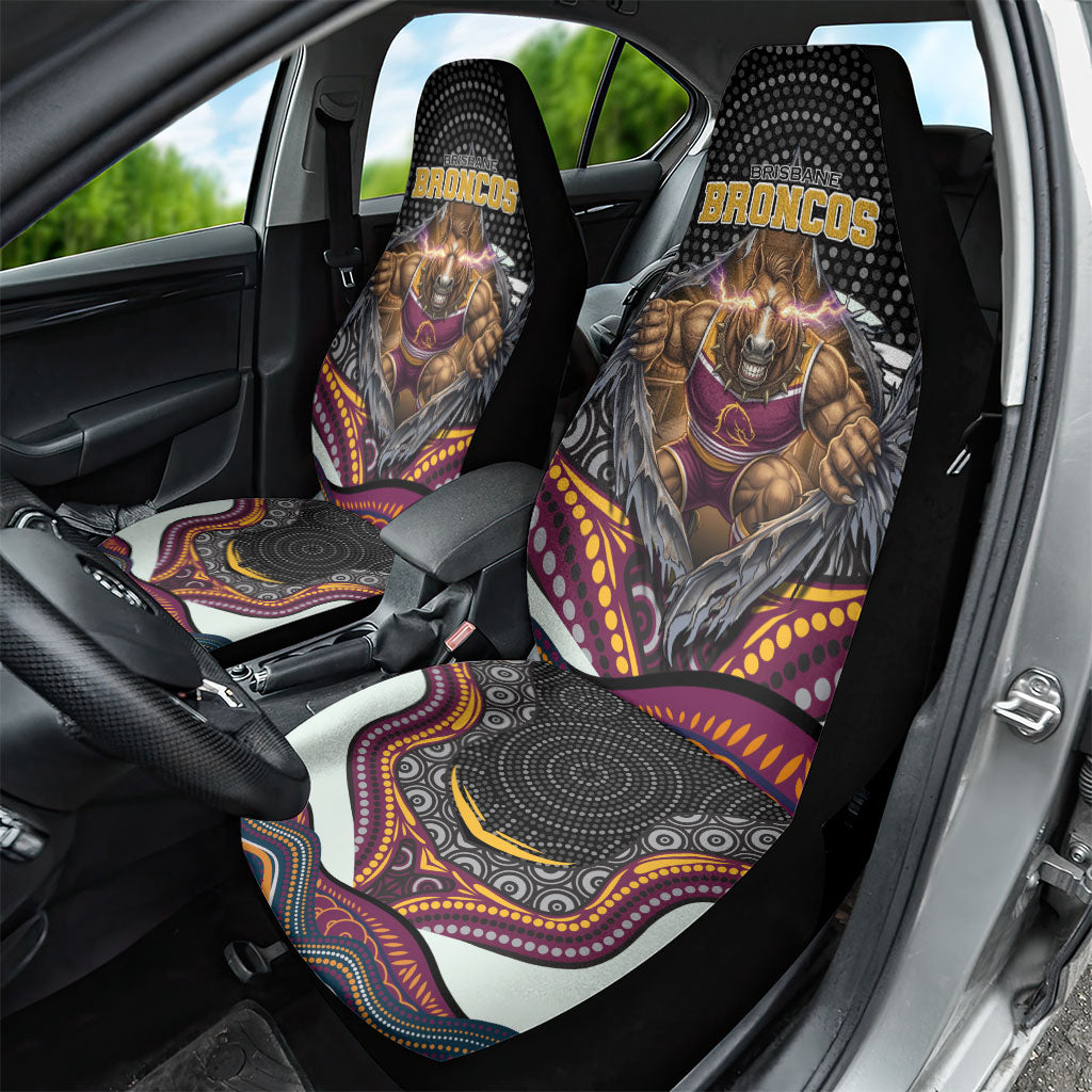 Brisbane Broncos Car Seat Cover The Scream of Lightning Eyes - Indigenous Dot Ripping Effect
