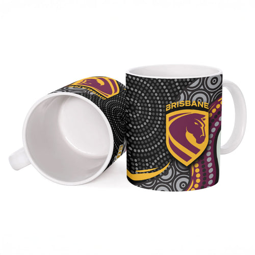 Brisbane Broncos Ceramic Mug The Scream of Lightning Eyes - Indigenous Dot Ripping Effect