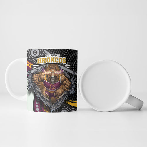 Brisbane Broncos Ceramic Mug The Scream of Lightning Eyes - Indigenous Dot Ripping Effect