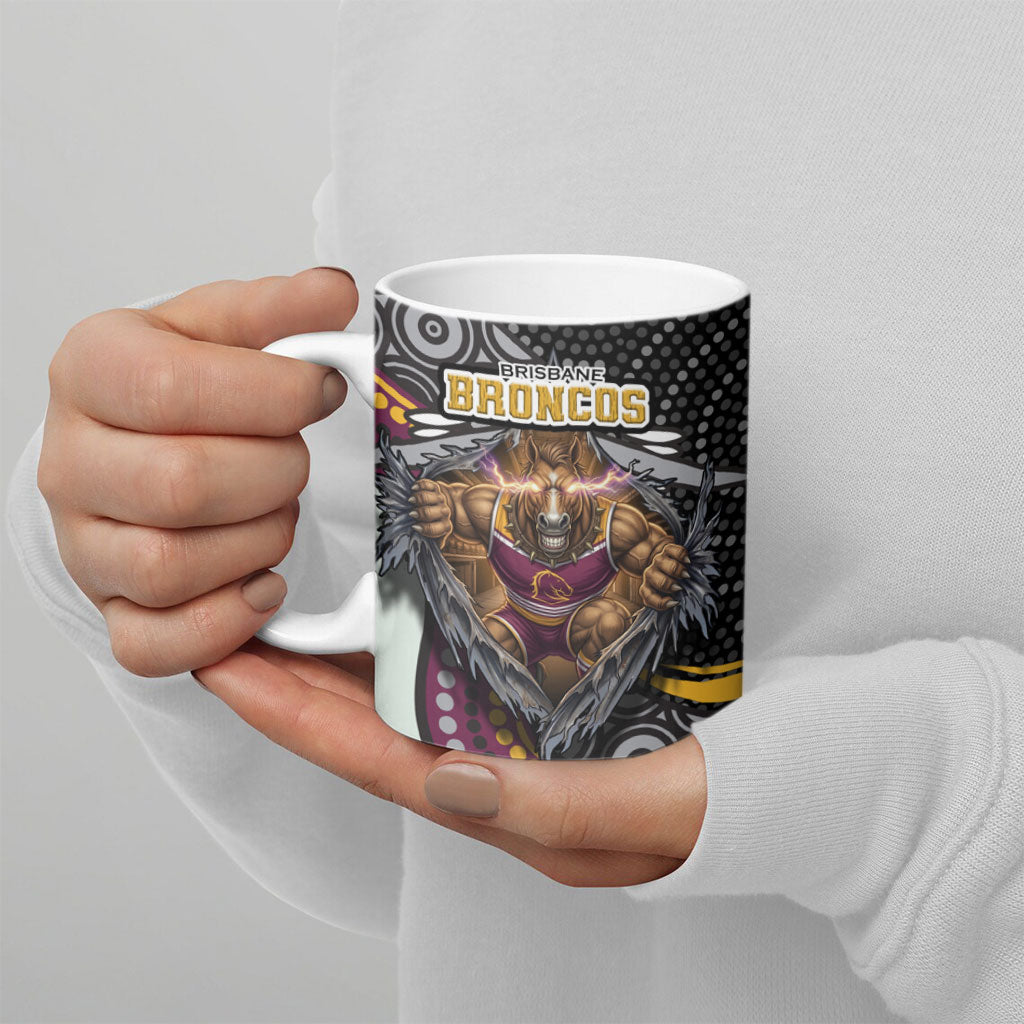 Brisbane Broncos Ceramic Mug The Scream of Lightning Eyes - Indigenous Dot Ripping Effect