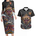 Brisbane Broncos Couples Matching Long Sleeve Bodycon Dress and Hawaiian Shirt The Scream of Lightning Eyes - Indigenous Dot Ripping Effect