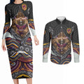 Brisbane Broncos Couples Matching Long Sleeve Bodycon Dress and Long Sleeve Button Shirt The Scream of Lightning Eyes - Indigenous Dot Ripping Effect