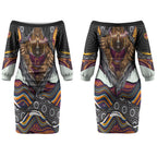 Brisbane Broncos Couples Matching Off The Shoulder Long Sleeve Dress and Hawaiian Shirt The Scream of Lightning Eyes - Indigenous Dot Ripping Effect