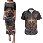 Brisbane Broncos Couples Matching Puletasi and Hawaiian Shirt The Scream of Lightning Eyes - Indigenous Dot Ripping Effect