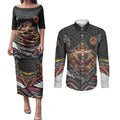 Brisbane Broncos Couples Matching Puletasi and Long Sleeve Button Shirt The Scream of Lightning Eyes - Indigenous Dot Ripping Effect
