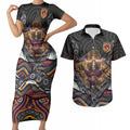 Brisbane Broncos Couples Matching Short Sleeve Bodycon Dress and Hawaiian Shirt The Scream of Lightning Eyes - Indigenous Dot Ripping Effect