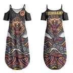 Brisbane Broncos Couples Matching Summer Maxi Dress and Hawaiian Shirt The Scream of Lightning Eyes - Indigenous Dot Ripping Effect