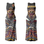 Brisbane Broncos Couples Matching Tank Maxi Dress and Long Sleeve Button Shirt The Scream of Lightning Eyes - Indigenous Dot Ripping Effect