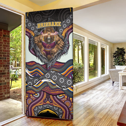 Brisbane Broncos Door Cover The Scream of Lightning Eyes - Indigenous Dot Ripping Effect