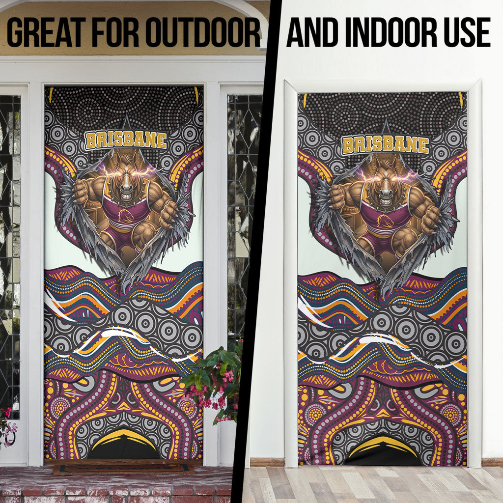 Brisbane Broncos Door Cover The Scream of Lightning Eyes - Indigenous Dot Ripping Effect
