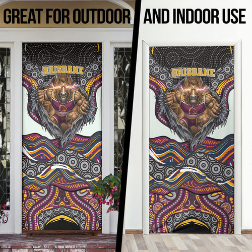 Brisbane Broncos Door Cover The Scream of Lightning Eyes - Indigenous Dot Ripping Effect